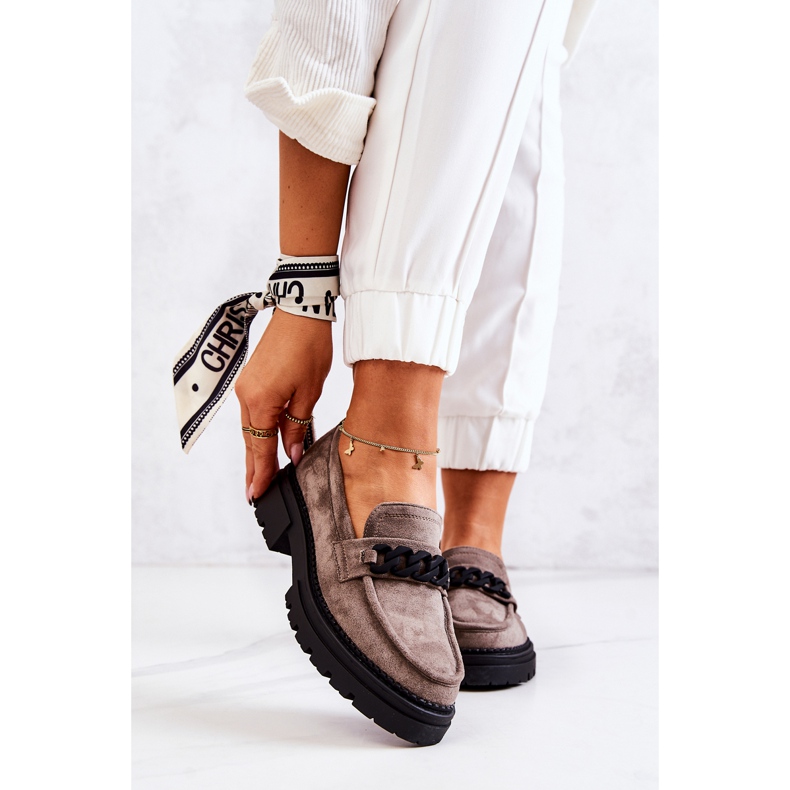 PL5 Naplopók Velúr Loaferek La.Fi Szürke Sapphira bézs 2