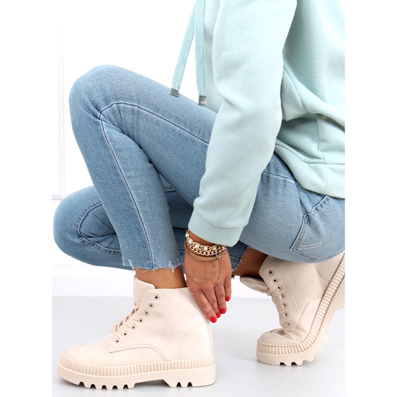 Bibi Beige bokáig érő trekking tornacipő bézs 2