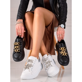 TRENDI Divatos Sneaks lánccal fehér 1