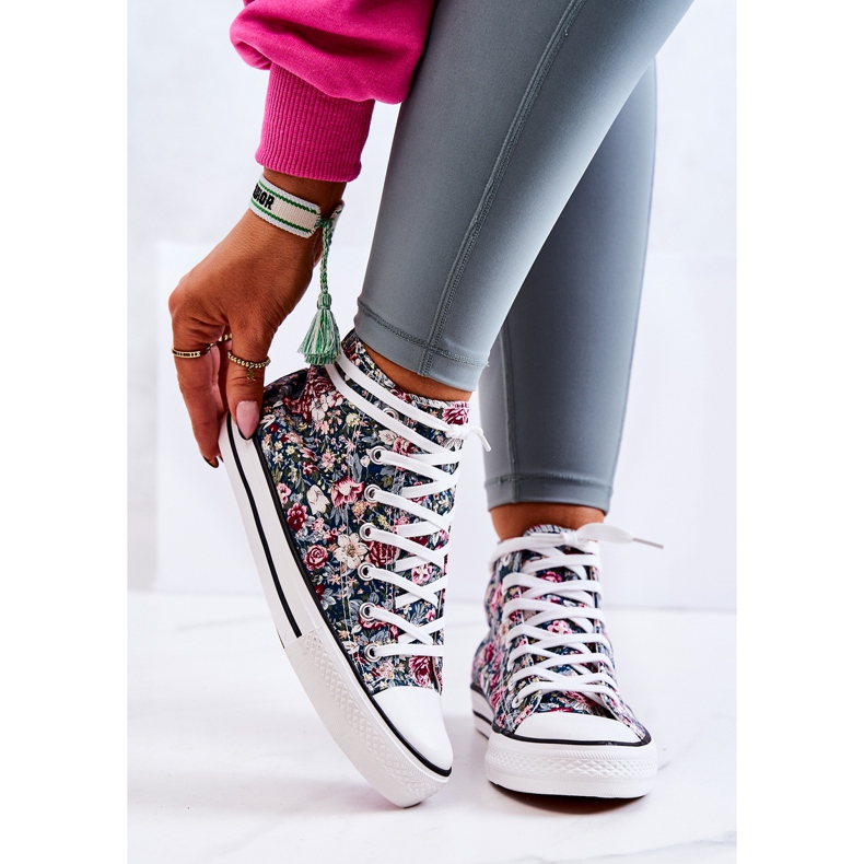 FS2 Magas szárú tornacipő zöld Nollie virágokkal sokszínű 1