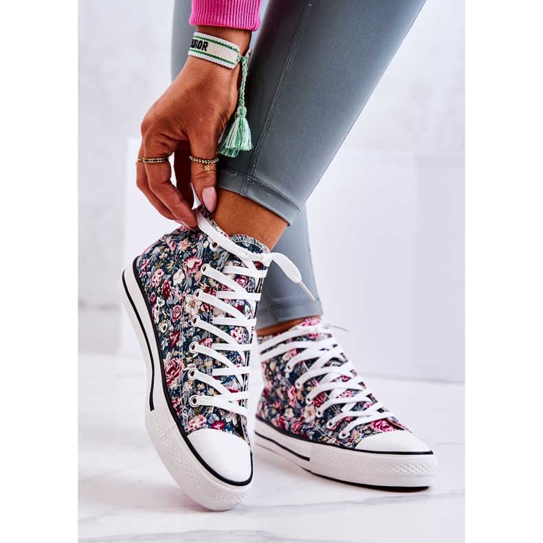 FS2 Magas szárú tornacipő zöld Nollie virágokkal sokszínű 2