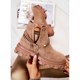 PS1 Velúr munkáscsizma csíkokkal bézs Moriah barna 1