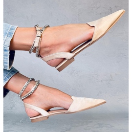 Elegáns balerinák Dust Champagne kövekkel bézs 1