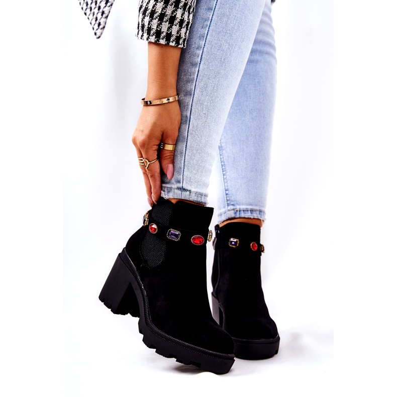 SEA Női csizma sarkán kristályokkal Fekete Macbeth 3