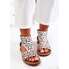 Lewski Shoes Bőr áttört szandál Lewski 2699/2 ezüst 1