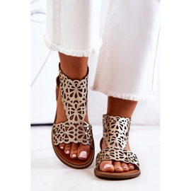 Lewski Shoes Bőr áttört szandál Lewski 2699/2 Golden aranysárga 1