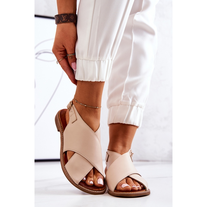 Lewski Shoes Lewski 3019 bézs bőr szandál 2