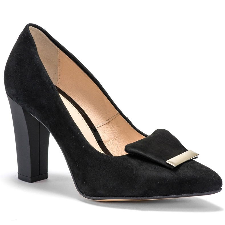 Marco Shoes 1008P fekete velúr szivattyúk díszítéssel 2
