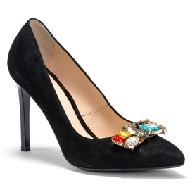 Marco Shoes 1057P fekete csapok nagy kövekkel 2