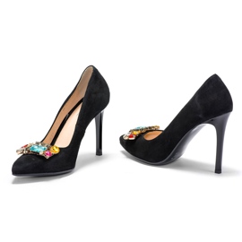 Marco Shoes 1057P fekete csapok nagy kövekkel 1