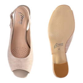 Marco Shoes Bézs szandál 0891P ezüst kockával 1