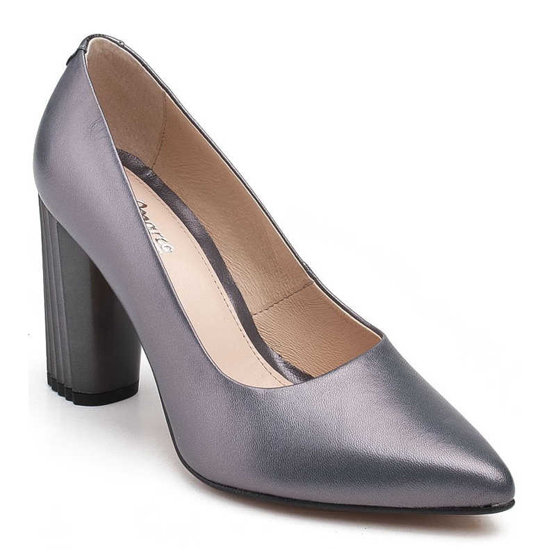 Marco Shoes Szürke szivattyúk bordázott sarokkal 1