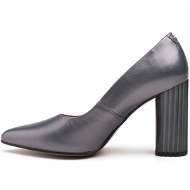 Marco Shoes Szürke szivattyúk bordázott sarokkal 2