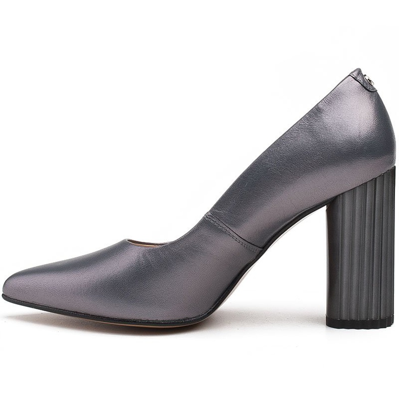 Marco Shoes Szürke szivattyúk bordázott sarokkal 2