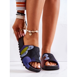 PS1 Black Monsters nyomtatott gumipapucs fekete sötétkék 2