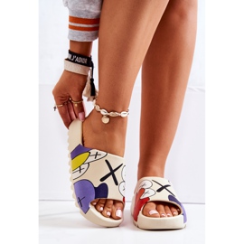 PS1 Nyomtatott gumipapucs Bézs Monsters 2