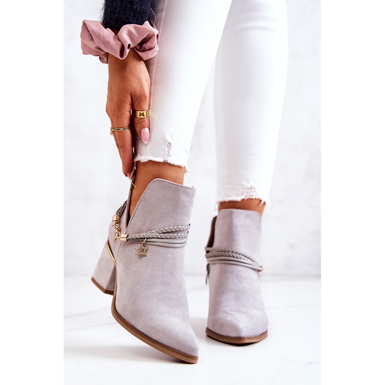 PS1 Inessa szürke velúr cowboy csizma csíkokkal 2