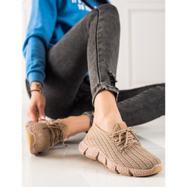 TRENDI Barna sportcipő bézs 1