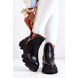 WS1 Bőr csizma fekete dekoratív cipzárral Deborah 1