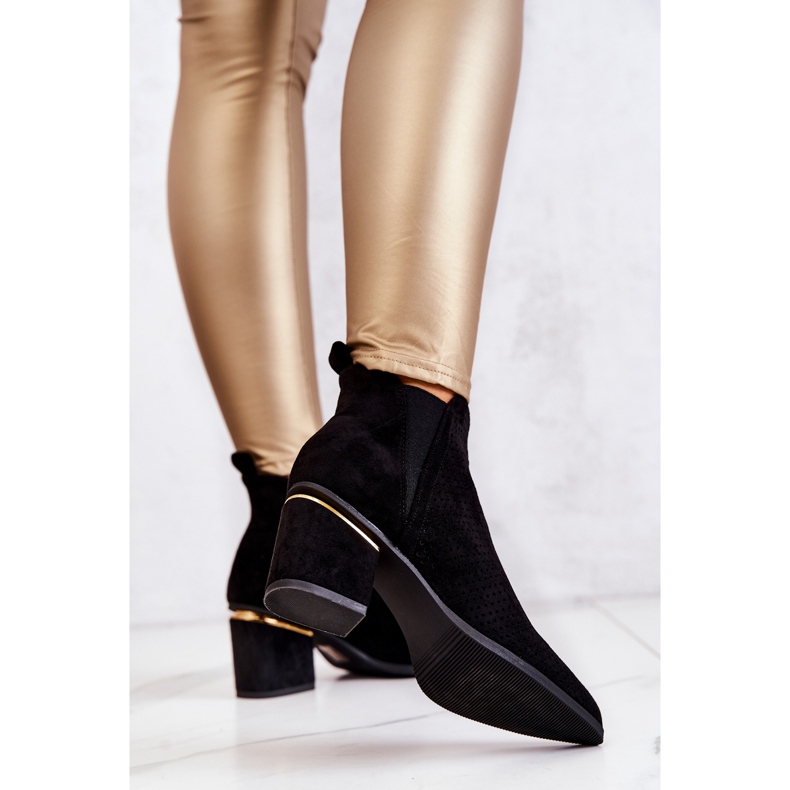 PS1 Fekete Helloni Suede áttört cowboy csizma 1