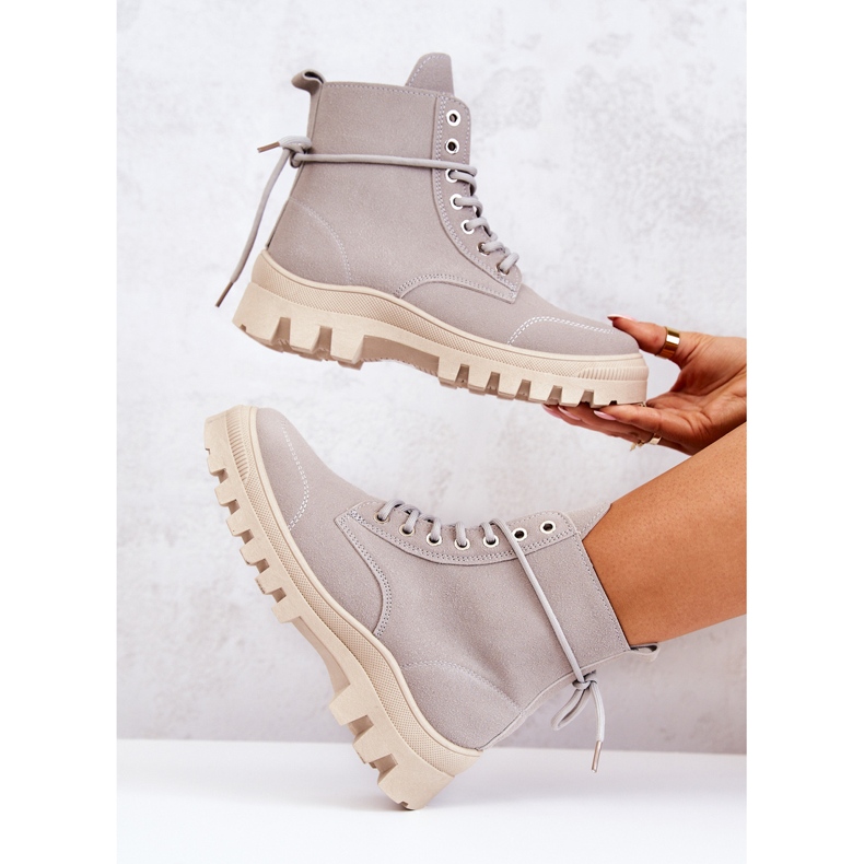 PS1 Velúr csizma Tied Grey Hurricane szürke 1