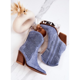 FB1 Áttört Cowboy Csizma Egy Posta Kék Caroline 1