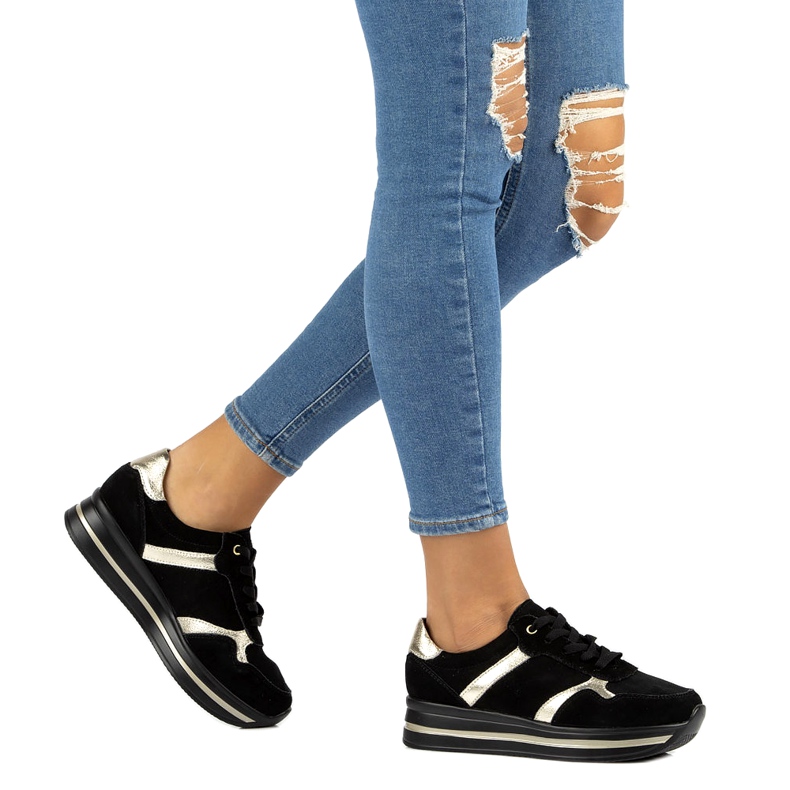 Bőr velúr tornacipő Filippo DP2004 / 21 fekete 5