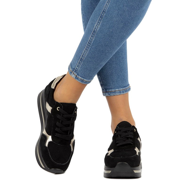 Bőr velúr tornacipő Filippo DP2004 / 21 fekete 1 Bőr velúr tornacipő Filippo DP2004 / 21 fekete 1