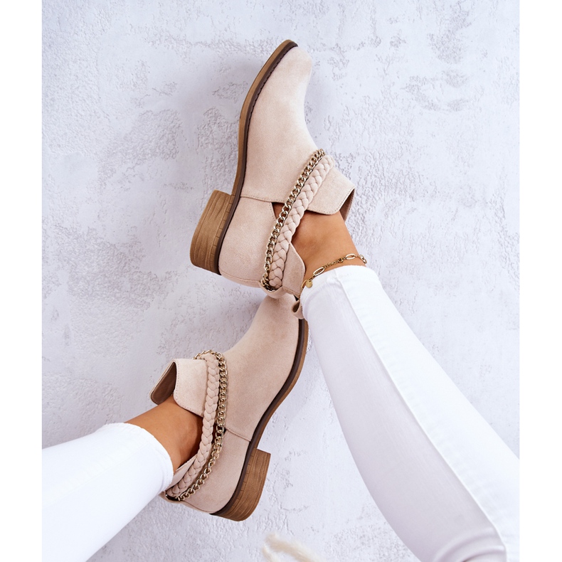 PS1 Velúr csizma Bézs Talitha lánccal 2