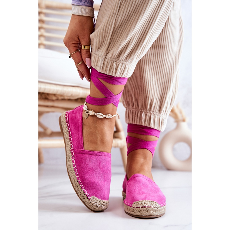 FB1 Kötött velúr Espadrilles Fuchsia Ismann rózsaszín 2