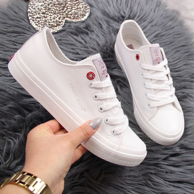 Alacsony tetejű ökobőr cipők Cross Jeans W INT1140B fehér 1 Alacsony tetejű ökobőr cipők Cross Jeans W INT1140B fehér 1