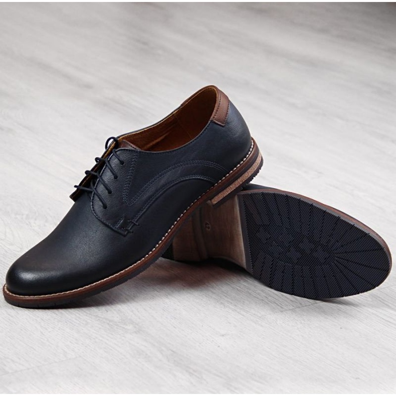 Bőrcipő Gregor M 1836 sötétkék 1