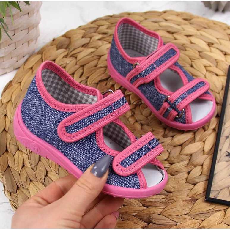 Nazo TEX4B otthoni papucs, sötétkék és rózsaszín 1