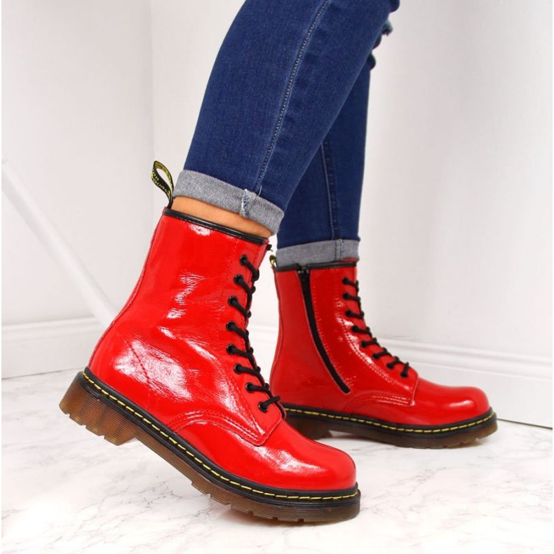 Meleg fűzött bőrcsizma Filippo W PAW77D piros 2