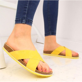 Bőr Big Star W HH274596 sárga papucs 2