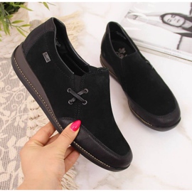 Bőr cipő ékkel, fekete W Rieker 44259 1