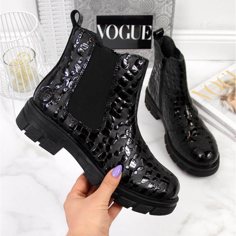 Bőr szigetelésű csizma Rieker W Z9152-00 fekete fehér 1