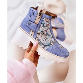 Bőr csizma masszív oszlopon Maciejka Blue 05325-06 kék 2