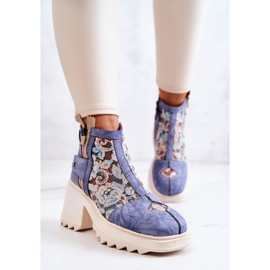 Bőr csizma masszív oszlopon Maciejka Blue 05325-06 kék 1