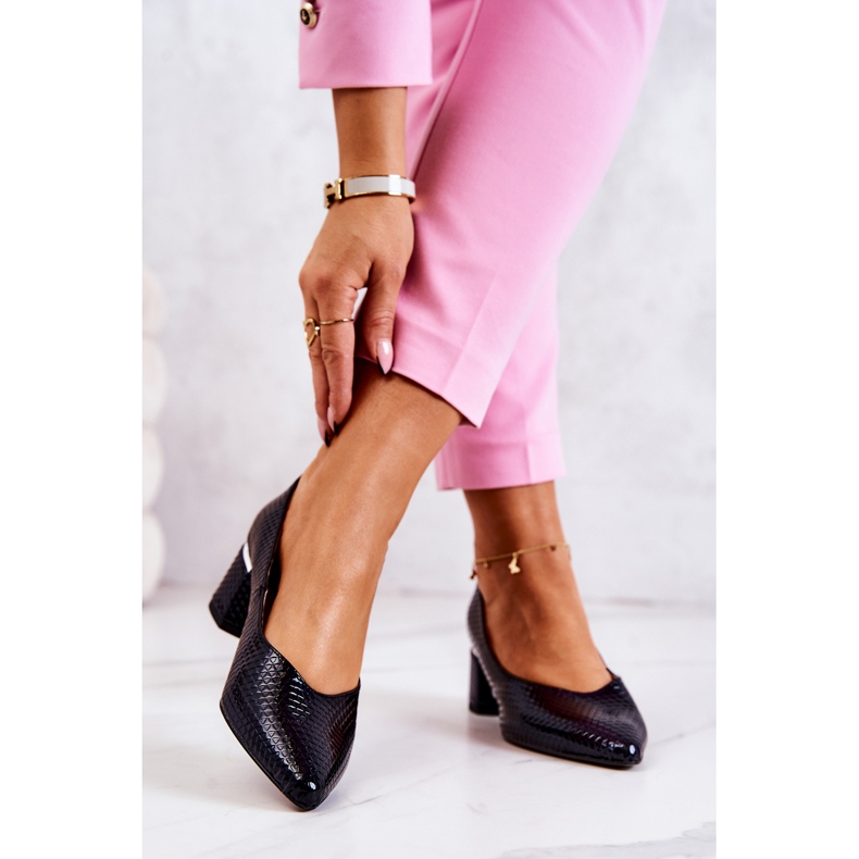 PA2 Bőr szivattyúk lábujjak Spitz Navy Blue Marilyn színben sötétkék 2