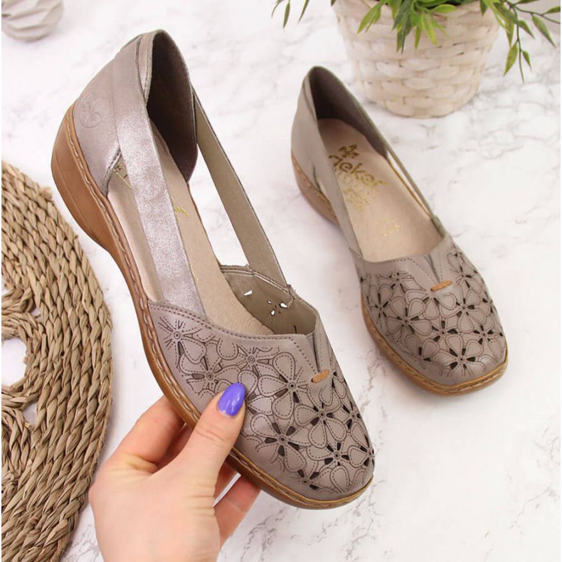 Áttört cipő W Rieker 41356 bézs 1