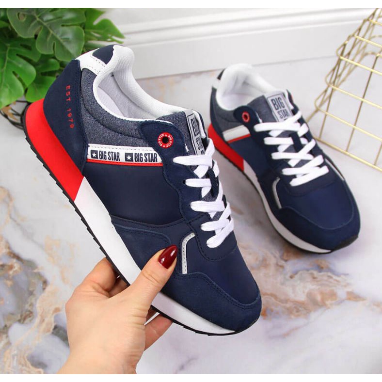 Bőr sportcipő Big Star W JJ274285 sötétkék szürke 1