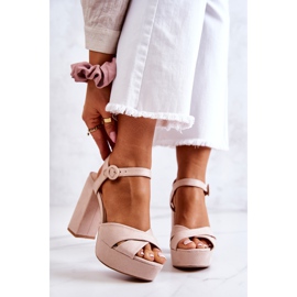 FM1 Velúr Szandál Magas Sarkú Bézs Semilla 2