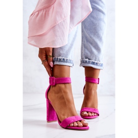 FB2 Velúr magassarkú szandál Fukszia Jacqueline rózsaszín 1