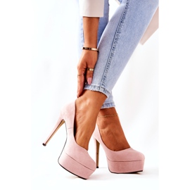 WS1 Klasszikus velúr magassarkú bézs buta platformon 3