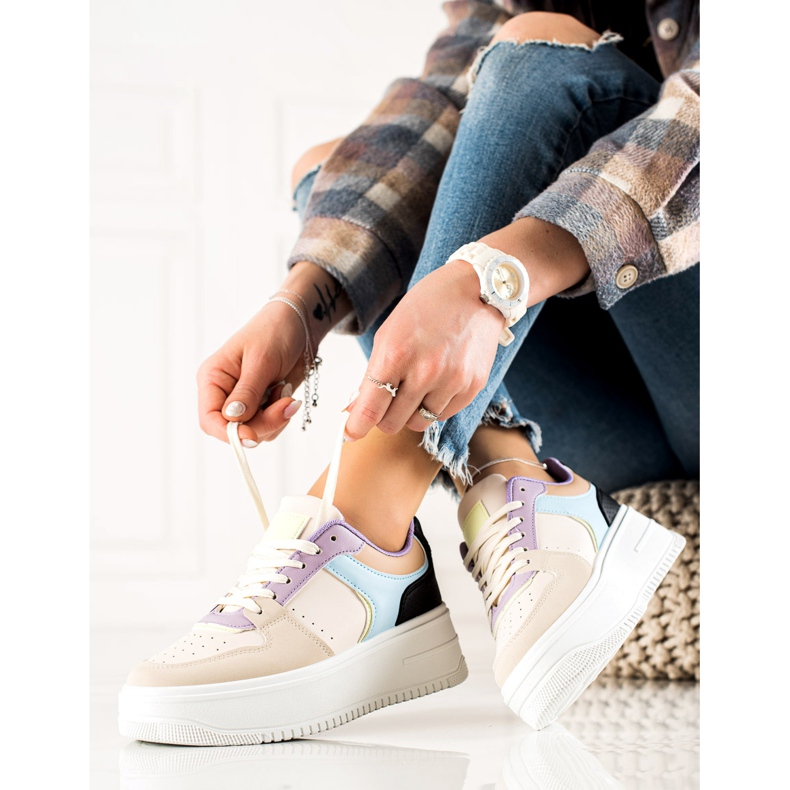 TRENDI Színes, divatos tornacipő bézs sokszínű 1