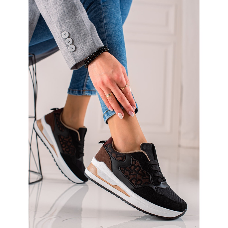 TRENDI Stílusos cipők a platformon barna fekete 2