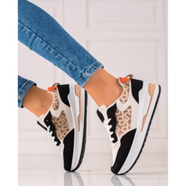 TRENDI Stílusos cipők a platformon bézs barna fekete 2