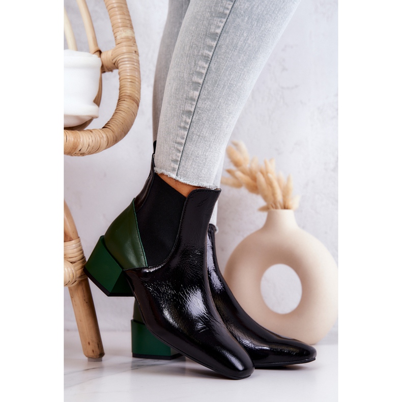 PA2 Bőr Csizma Egy Fekete és Zöld Kailey Postán 1