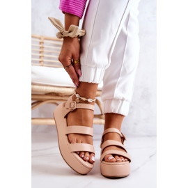 FS1 Bőr szandál csattal Bézs Graceful 1